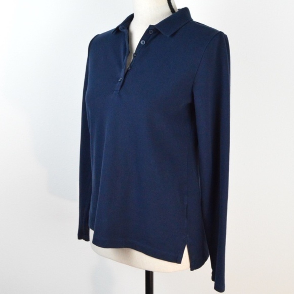 Lands End Women’s Long Sleeve Navy Twill Polo